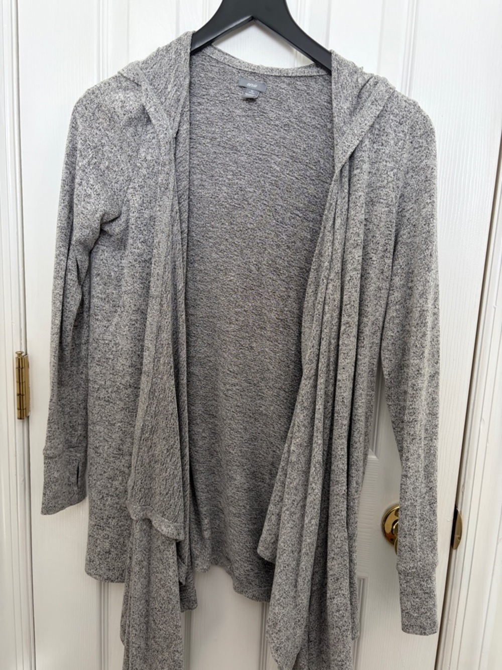 aerie Heather Gray Hooded Open Drape Cardigan